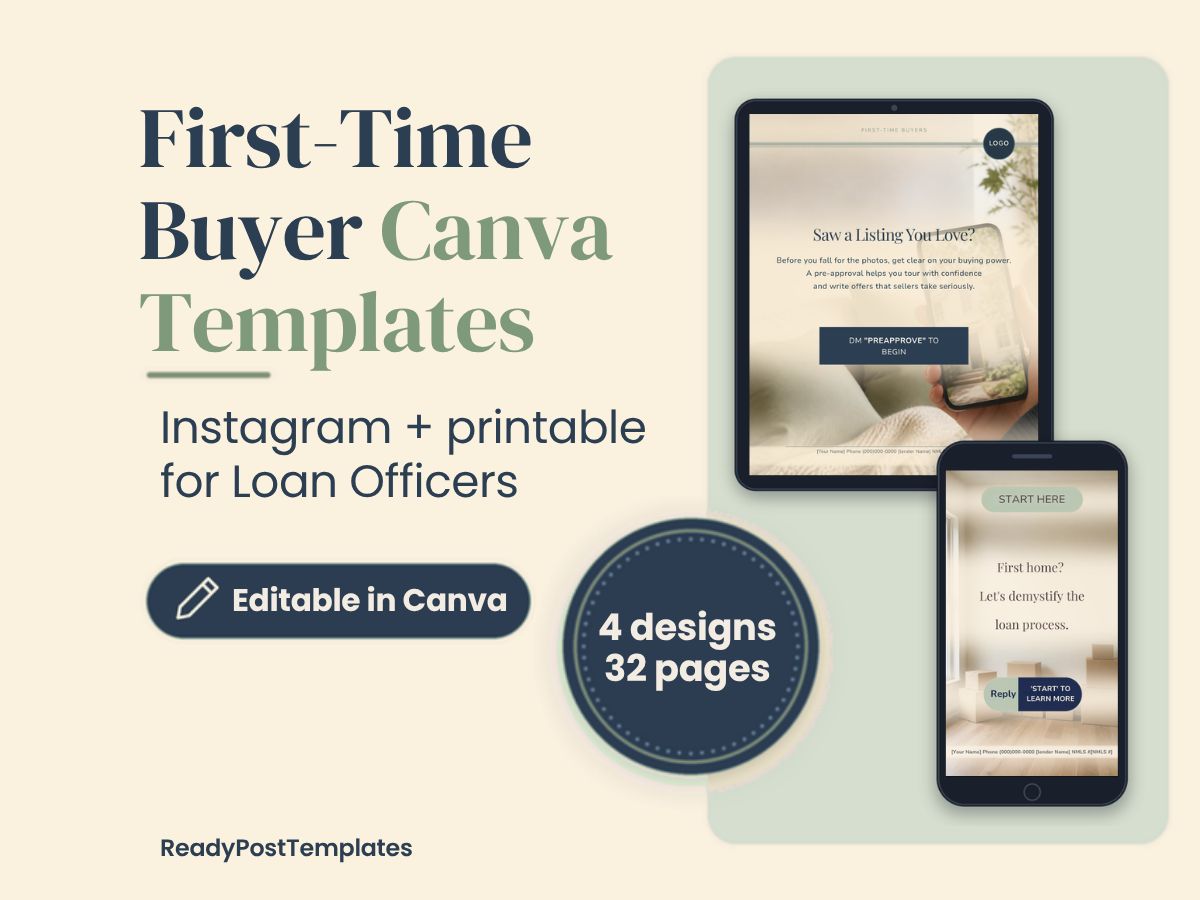 First-Time Buyer Canva templates for Loan Officers