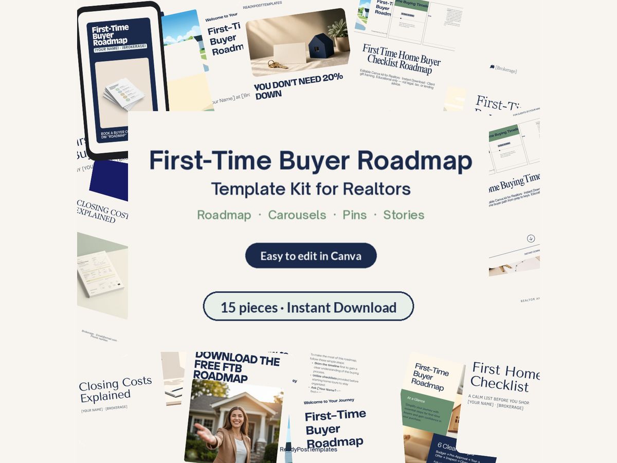 First-Time Buyer Roadmap Canva templates for Realtors