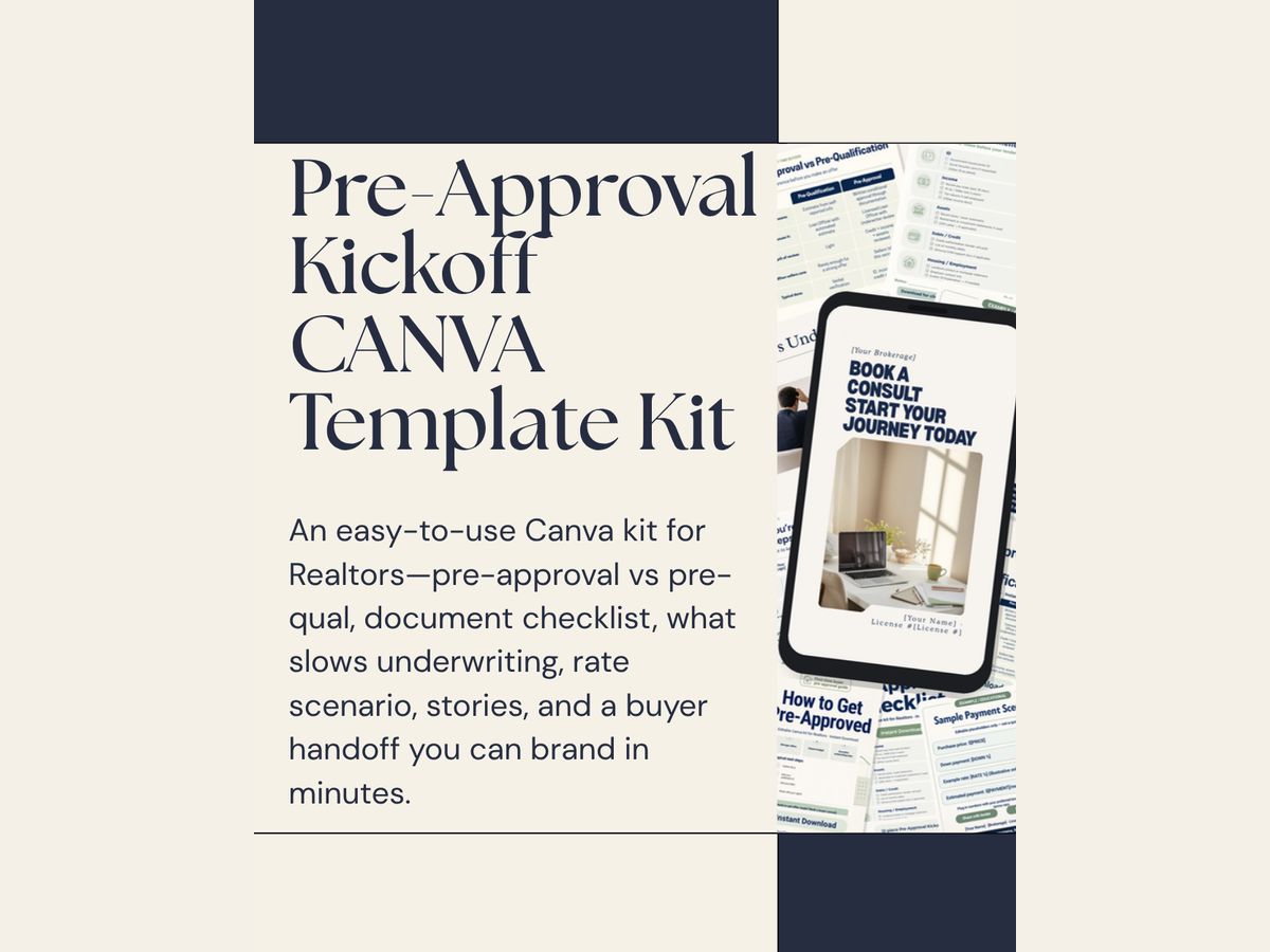 Pre-Approval Kickoff Canva templates for Realtors